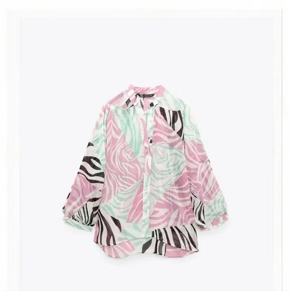 Zara animal print semi sheer blouse - NWT - M - Picture 3 of 5